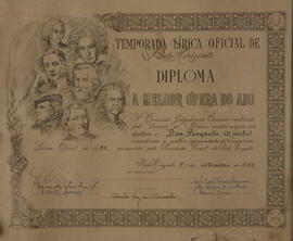Diploma A Melhor Ópera do Ano, conferido pelo Diário de Minas à ópera Don Pasquale, datado de 01/...